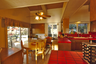 Breakfast table and glass door